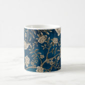 Dark Navy Blue Chinoiserie Flowers & Greenery Koffiemok (Center)