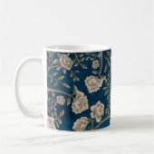 Dark Navy Blue Chinoiserie Flowers & Greenery Koffiemok (Links)