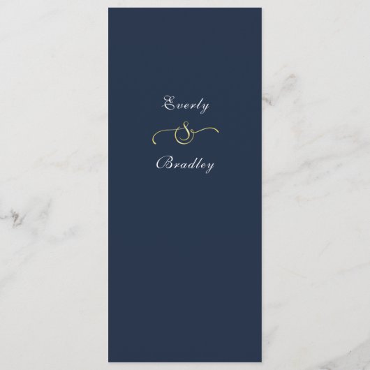 Dark Navy Blue Gold Frame White Script Menu Choice (Achterkant)