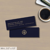 Dark Navy Blue Gold Logo Mini Visitekaartje