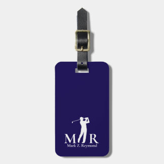 Dark Navy Blue Monogram Golfer Bagagelabel