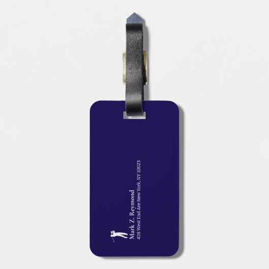 Dark Navy Blue Monogram Golfer Bagagelabel (Achterkant verticaal)
