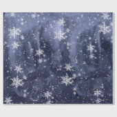Dark Navy Blue Night Sky Fresh Fallen Snowflakes Cadeaupapier (Vlak)