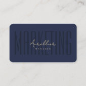 Dark Navy Blue Professional Marketing Monogram Visitekaartje (Voorkant)