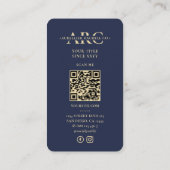 Dark Navy Blue Professional Marketing Monogram Visitekaartje (Achterkant)