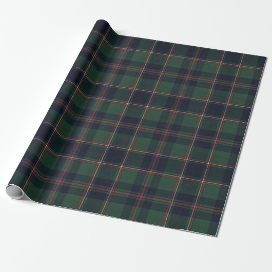 Dark Navy Blue Red Green Plaid Pattern Holiday Cadeaupapier (Uitgerold)