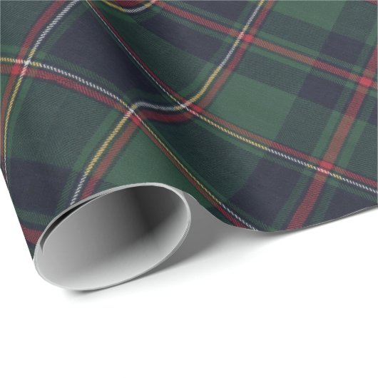 Dark Navy Blue Red Green Plaid Pattern Holiday Cadeaupapier (Rol Hoek)