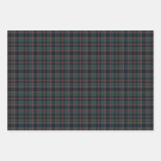 Dark Navy Blue Red Green Plaid Pattern Holiday Inpakpapier Vel (Voorkant 3)