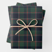 Dark Navy Blue Red Green Plaid Pattern Holiday Inpakpapier Vel (In situ)