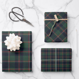 Dark Navy Blue Red Green Plaid Pattern Holiday Inpakpapier Vel