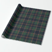 Dark Navy Blue Red Green Plaid Wrapping Paper Cadeaupapier (Uitgerold)