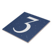 Dark Navy Blue Sterrennacht House Nummer 3 Drie Tegeltje (Zijkant)