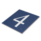 Dark Navy Blue Sterrennacht House Nummer 4 Tegeltje (Zijkant)