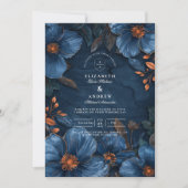 Dark Navy Botanical Romance Kaart (Voorkant)