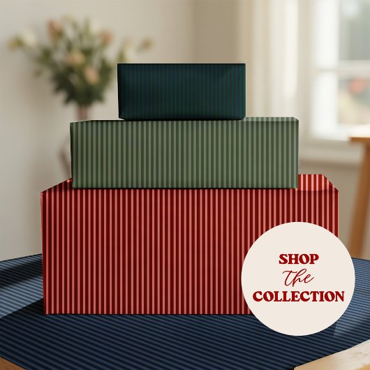 Dark Navy & Burgundy Striped Cadeaupapier