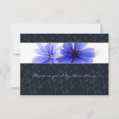 Dark Navy Floral Damask rsvp met envelop (Voorkant)