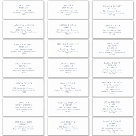 Dark Navy Font Wedding Guest Address Sticker (Voorkant)