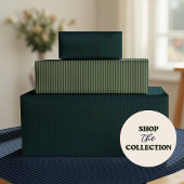 Dark Navy & Green Striped Cadeaupapier