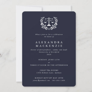 Dark Navy JD Law Scales Laurel Wreated Afstuderen  Kaart