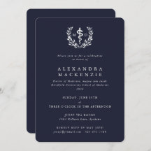 Dark Navy MD Asclepius + Laurel Wreated Afstuderen