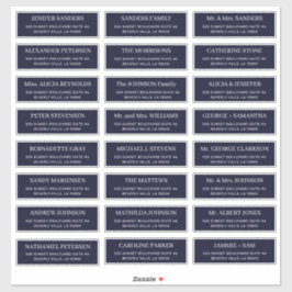 Dark navy moderne typografie bruiloft gastadres sticker