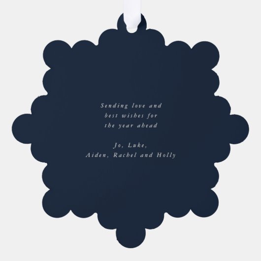 Dark Navy Red Berries+Greenery Holiday Paper Ornament Kaart (Achterkant)