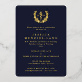 Dark Navy Registered Nurse Asclepius+Laurel Wreath Folie Uitnodiging (Voorkant)