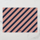 Dark Navy & Rose Gold Modern Retro Christmas Photo Folie Feestdagenkaart (Achterkant)