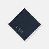 Dark Navy Script Monogram Huwelijkscocktail Servet (Hoek)