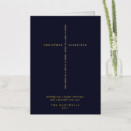 Dark Navy Scripture Cross Kerstmis / Vakantie Folie Wenskaart