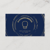 Dark Navy Skull Tattoo Piercing Studio QR-code Visitekaartje (Voorkant)