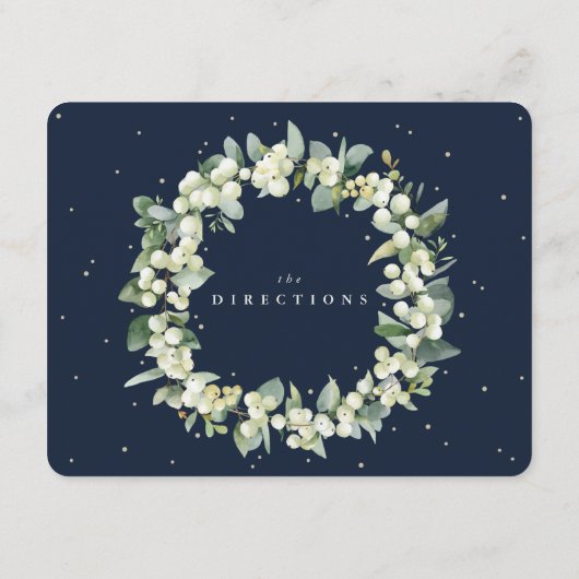 Dark Navy Snowberry+Eucalyptus Boeket Routebeschri Informatiekaartje (Achterkant)