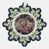 Dark Navy Snowberry+Greenery Christmas Paper Ornament Kaart (Voorkant)