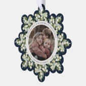 Dark Navy Snowberry+Greenery Christmas Paper Ornament Kaart (Links)