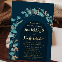 Dark Navy waterverf Floral Arch