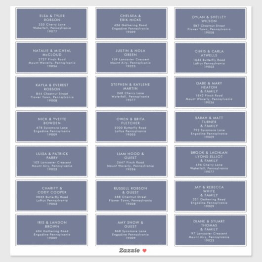 Dark Navy Wedding Guest Address Sticker (Vel)