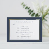 Dark Navy White Gold Script Menu Selectie RSVP (Staand voorkant)