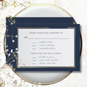 Dark Navy White Gold Script Menu Selectie RSVP