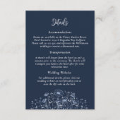 Dark Navy White Wildflower QR Code Detail Wedding Informatiekaartje (Voorkant)