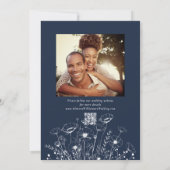 Dark Navy White Wildflower Save the Date Wedding Kaart (Achterkant)
