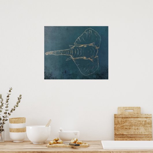 Dark Neon Elephant Poster (Keuken)