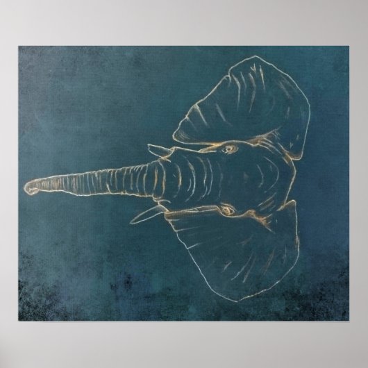 Dark Neon Elephant Poster (Voorkant)