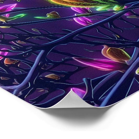 Dark Neon Magnolia Botanical Poster (Hoek)