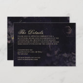 Dark Night Floral Boho Paarse Gothic Wedding Informatiekaartje (Voorkant / Achterkant)