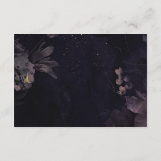Dark Night Floral Boho Paarse Gothic Wedding Informatiekaartje (Achterkant)