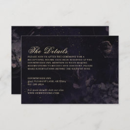 Dark Night Floral Boho Paarse Gothic Wedding Informatiekaartje