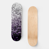 Dark Night Purple Black Silver Glitter #1 #shiny Persoonlijk Skateboard (Voorkant)