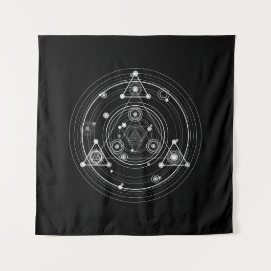 Dark occult style sacred geometry wandkleed (Voorkant)