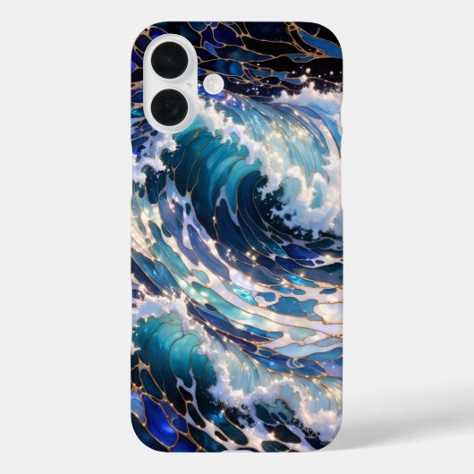 Dark Ocean Wave Aesthetic Phone Case Blue (Achterkant)