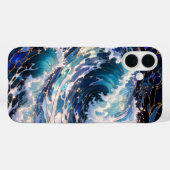 Dark Ocean Wave Aesthetic Phone Case Blue (Achterkant (horizontaal))